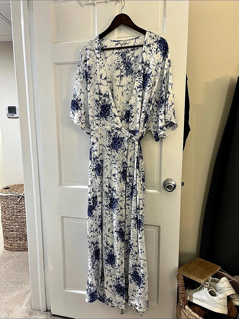 M&S Floral Maxi Dress in Blue & White Like New